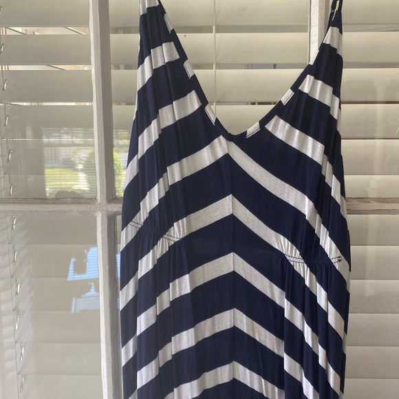 Blue and white cotton pink dress maxi dress size large also fits media - Picture 2 of 4